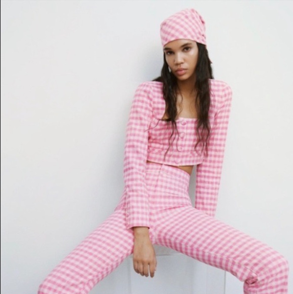 Pink Zara Gingham Set Size Small- bundle of pants and top